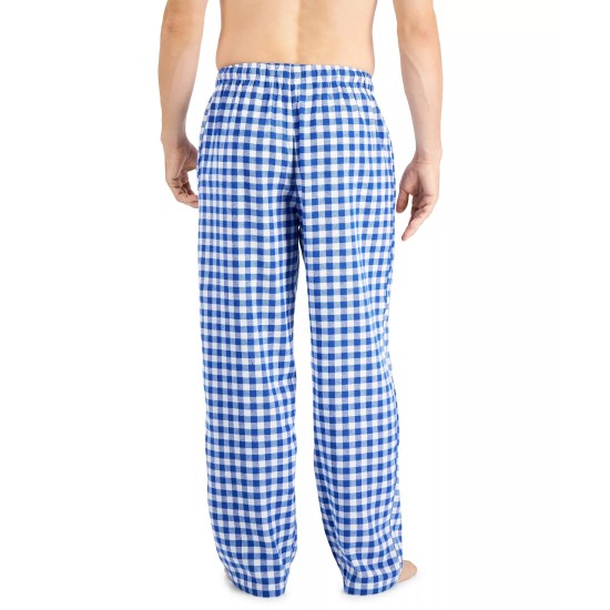 Mens Flannel Print Pajama Pants, Navy, Large