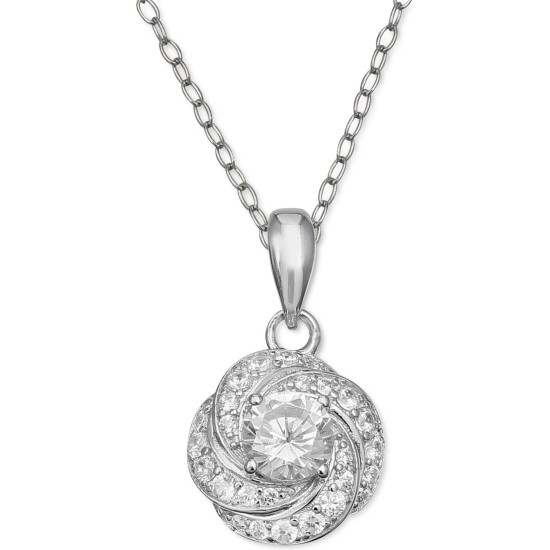 Cubic Zirconia 18″ Holiday Pendant Necklace in Sterling Silver in Ornament Box, Silver