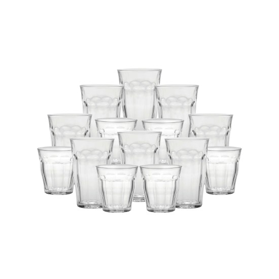  Picardie Microwave & Dishwasher Safe Durable Tempered Glass Stackable Drinkware – 16 Piece