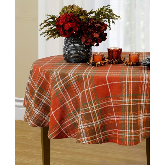  Loden Plaid 60″ x 84″ Oval Tablecloth, Red
