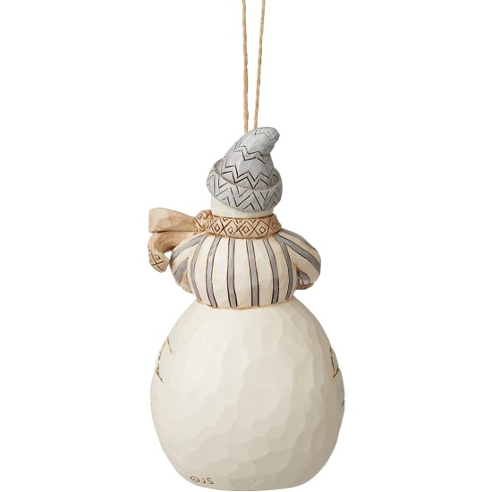  Jim Shore Heartwood Creek White Woodland Snowman with Basket and Animals Hanging Ornament, 4.5 Inch, Multicolor