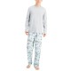  Mens Matching Ski Mountain Pajama Sets, Gray/Blue, Small
