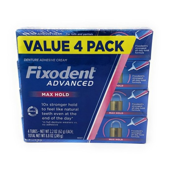  Advanced Max Hold Denture Adhesive 2.2 Oz (Pack of 4)