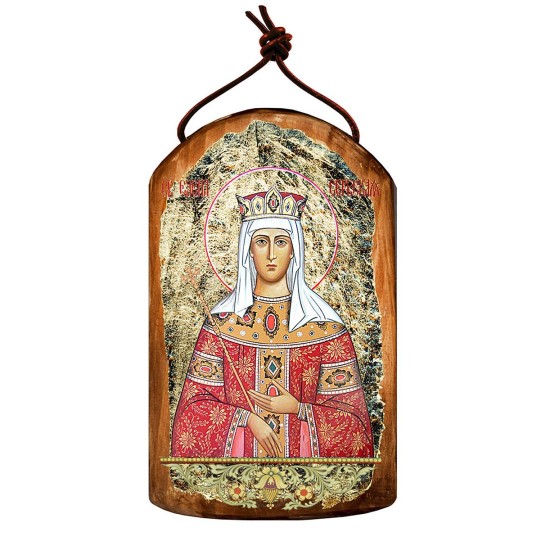  Inspirational Icon Saint Elena Wooden Ornament, Multi