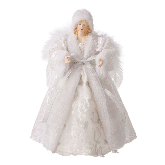  Faux Fur Christmas Angel Tree To Ornaments Christmas Decoration, White, 12″ H