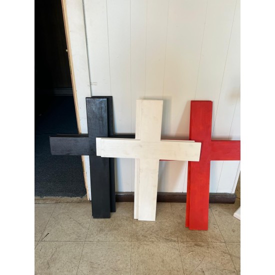 Handmade Large Wooden Wall Cross, 35” Wooden Wall Cross, Christian Decor, Indoor Decor, Christmas and Easter Decor, Red