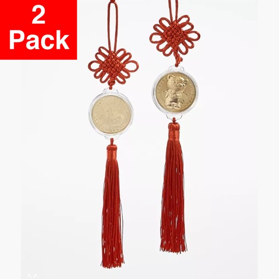 Holiday Lane Lunar New Year Gold Coin with Tassel, Set of 2, 2 Pack