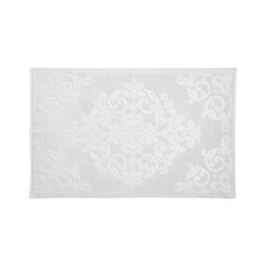  Classic Textured Scroll Bath Rug, Pearl Grey 22 x 36, Gray