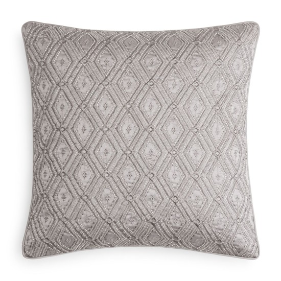  Collection Beaded Embellished Geo 20″ Decorative Pillow, Light Gray