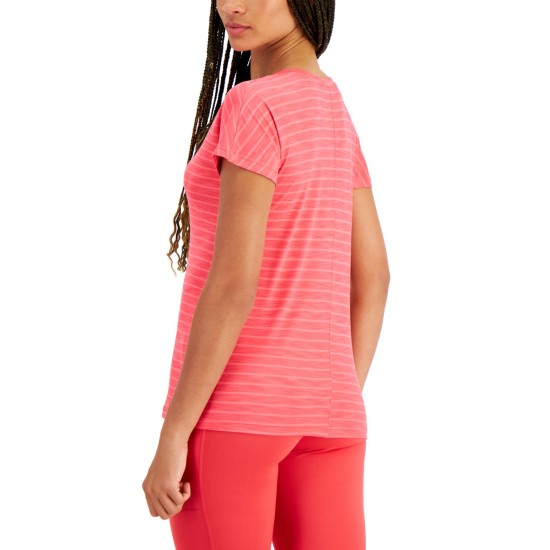  Shadow-Stripe T-Shirt, Medium, Salmon Pink