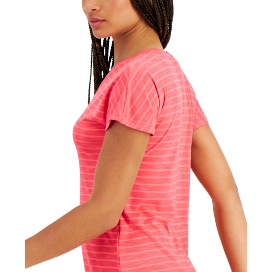  Shadow-Stripe T-Shirt, Medium, Salmon Pink