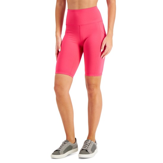  Women’s Compression High-Rise Bike Shorts, Large, Red Pear