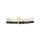  Womens 2-for-1 Skinny Belts, White/Navy, X-Large