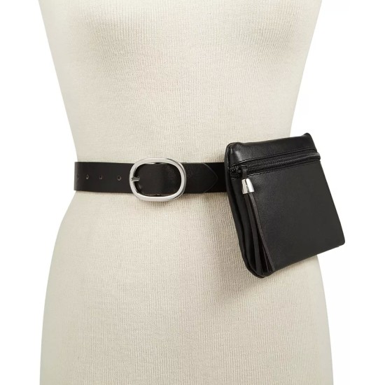  Womens Tassel Belt Bag (Black/Silver, M)