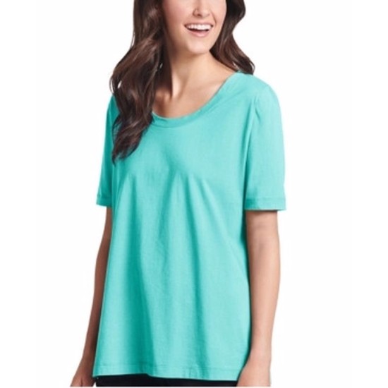  Everyday Essentials Cotton Short Sleeve Sleep T-Shirt, Light Blue, Large
