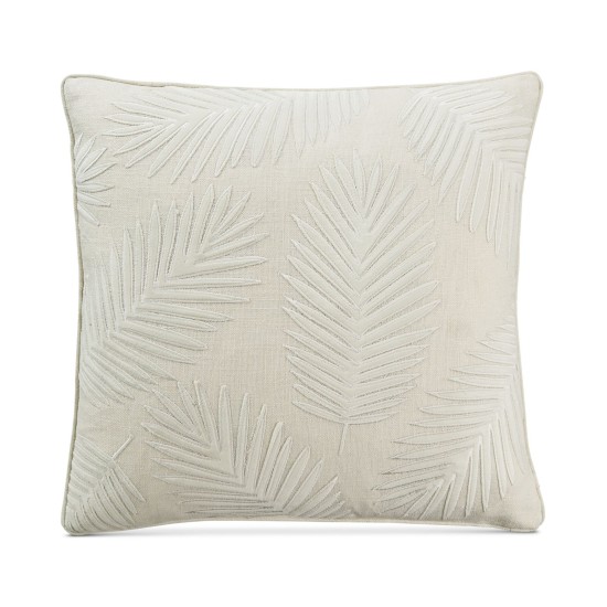  Palm Leaf Velvet Applique 20 x 20 Decorative Pillow,White