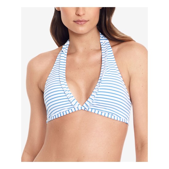 Lauren Ralph Lauren Bengal Stripe Halter Bikini Top, Blue-White, 14