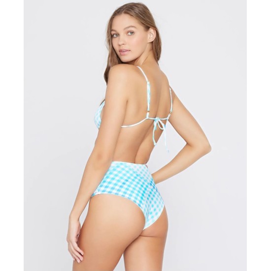  Women’s Portia Classic Bikini Bottoms, Picnic Plaid, Blue, Large