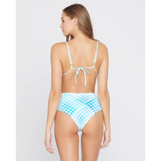  Women’s Portia Classic Bikini Bottoms, Picnic Plaid, Blue, Large