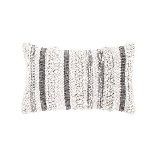  Bria Stripe Decorative Pillow, 14 x 20 Inches,Gray