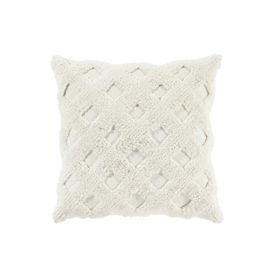  Tufted Diagnol Pillow 20 X 20 , White