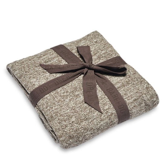  CozyChic Lite Heathered Cable Throw Cocoa/Pearl 45\