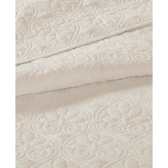  Quebec 3-Piece King Quilted Bedspread Set, King, Ivory