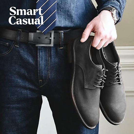  Men’s Genuine Leather Belt, Classic Jean Style, 1.5″ Width – Black