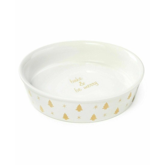  Holiday Pie Plate, Ivory/Yellow