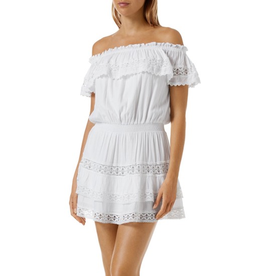  Melody Off The Shoulder Cover Up Dress, White, Medium