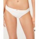  Women’s Shirred Hardware Logo-Ring Bikini Swim Bottom (White, X-Large)