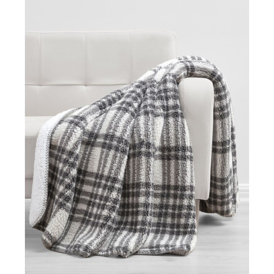  Birch Trails Holiday Printed Reversible Sherpa Throws, Gray, 50