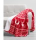  Birch Trails Holiday Printed Reversible Sherpa Throws, Red, 50