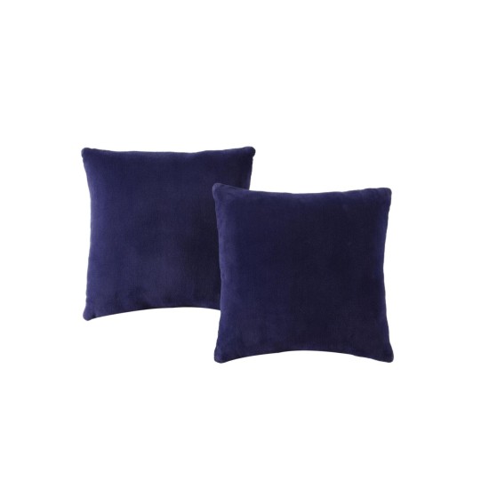  Velvet  2-Pack Square Decorative Pillow, Navy, 18X18