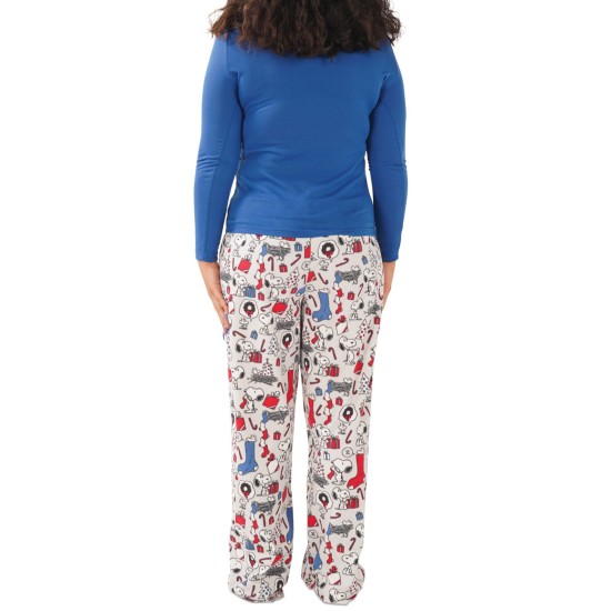  Matching Women’s Snoopy Holiday Family Pajama Sets, Navy/Gray, X-Large