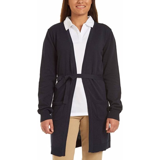  Juniors Uniform Wrap Cardigan Sweater, Navy, 3-5