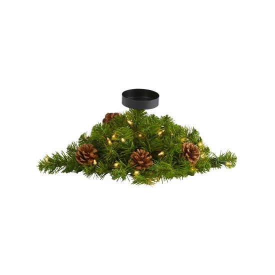  16in. Christmas Pine Candelabrum with 35 Lights and Pine Cones, Green