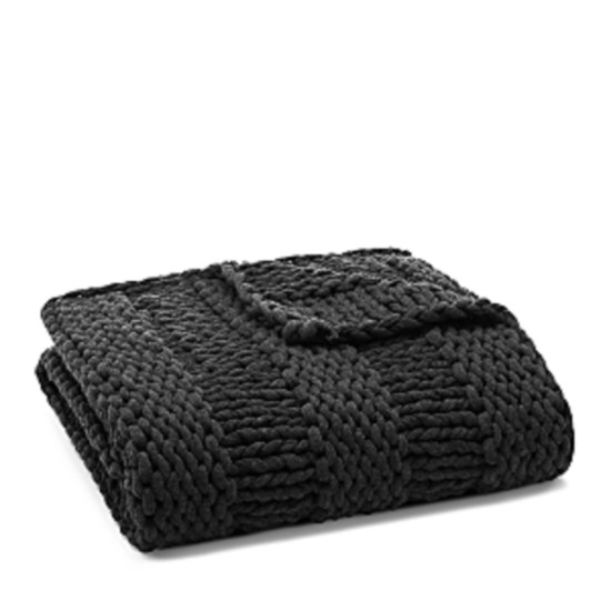  Home Soft Chunky Knit Jersey Throw, 50×70, Black