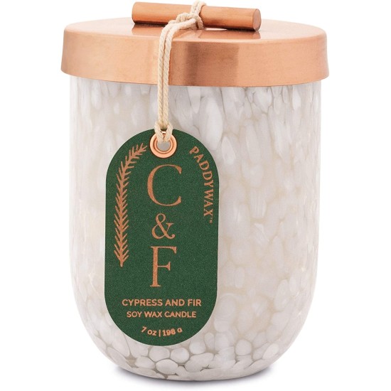  Cypress & Fir Glass Candle, White Blown Glass,7-oz