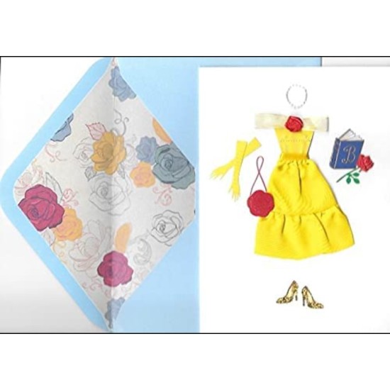  Birthday Greeting Card And Envelope; Disney Belle Outfit
