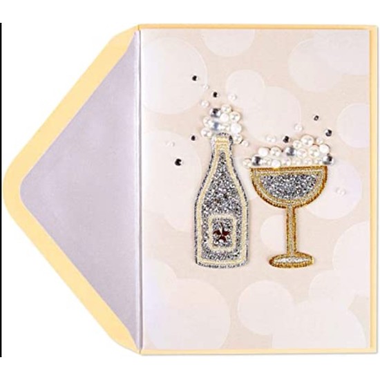  Sticky Patch Glass Beads Pearls Champagne Bubbles Blank Inside Card