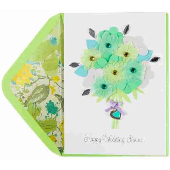  Wedding Shower Blue and Green Bouquet Everyday Card, 1 Each