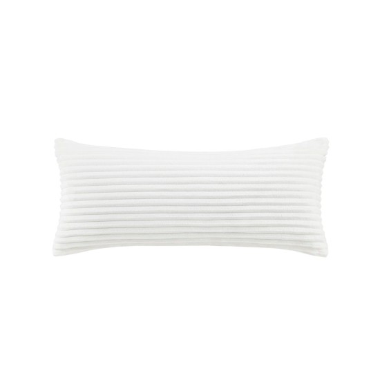  Corded Plush Decorative Pillow, 14 x 30″,Ivory,