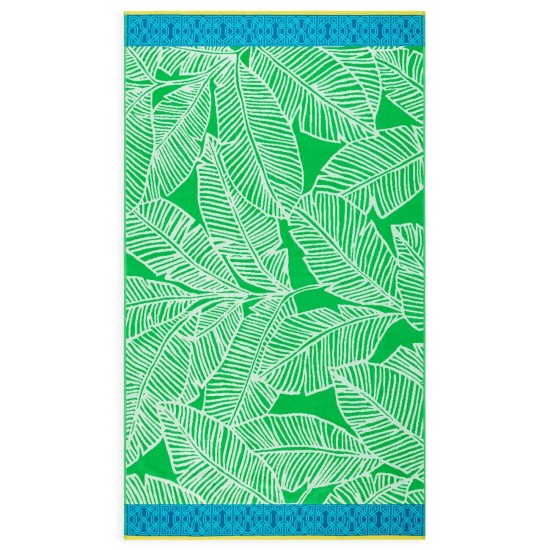 Sky Cotton Tropical Leaf Beach Towel