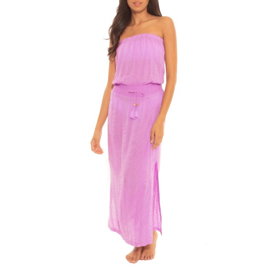 Soluna Goa Strapless Midi Dress Cover-Up,, Purple, Medium