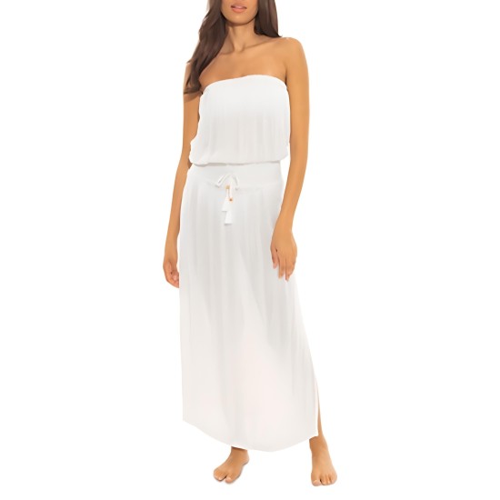 Soluna Goa Strapless Midi Dress Cover-Up,, White, Medium
