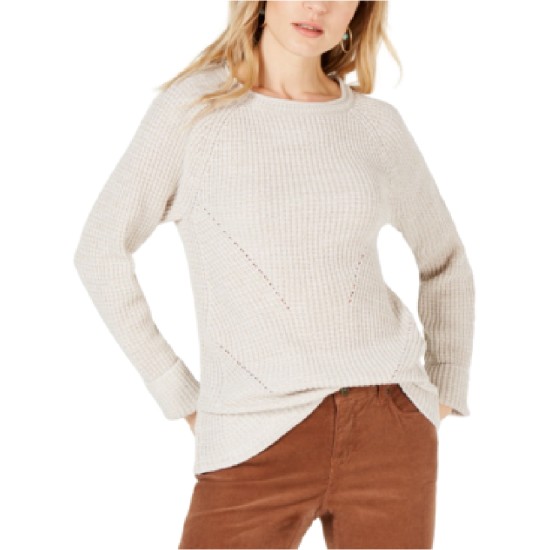 Style & Co Plus Size Marl Pointelle Cuffed Sweater, Beige