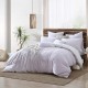  Ultra Soft Valatie Cotton Garment Washed Dyed Reversible 3 Piece Duvet Cover Set, Lavender/White, Full/Queen