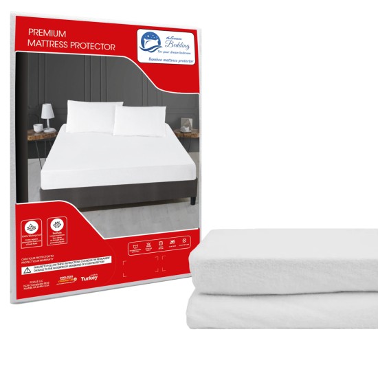  Cotton Mattress Protector Waterproof Overlay Moisture Protection Mattress Cover, White, Queen