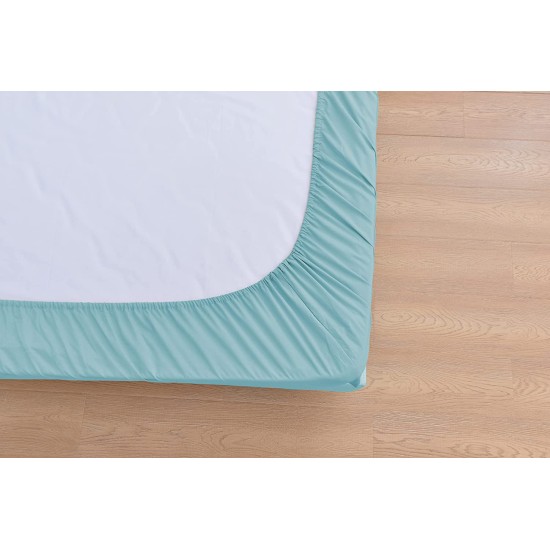  Wrinkle Free Sheet Sets with Deep Pockets & Stain Resistant, 1800 Thread Count Bamboo Based, Aqua, California King